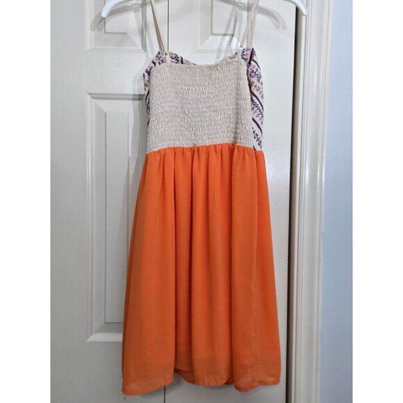 Flying Tomato Embroidered Orange & Cream Sundress With Adjustable Straps S - Picture 2 of 4